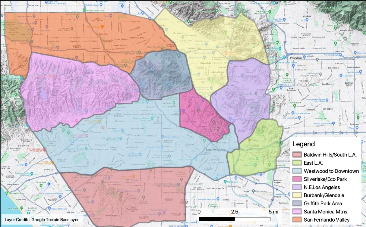 LA Raptor Study Area Map Map of the Study Area for the LA Raptor Study